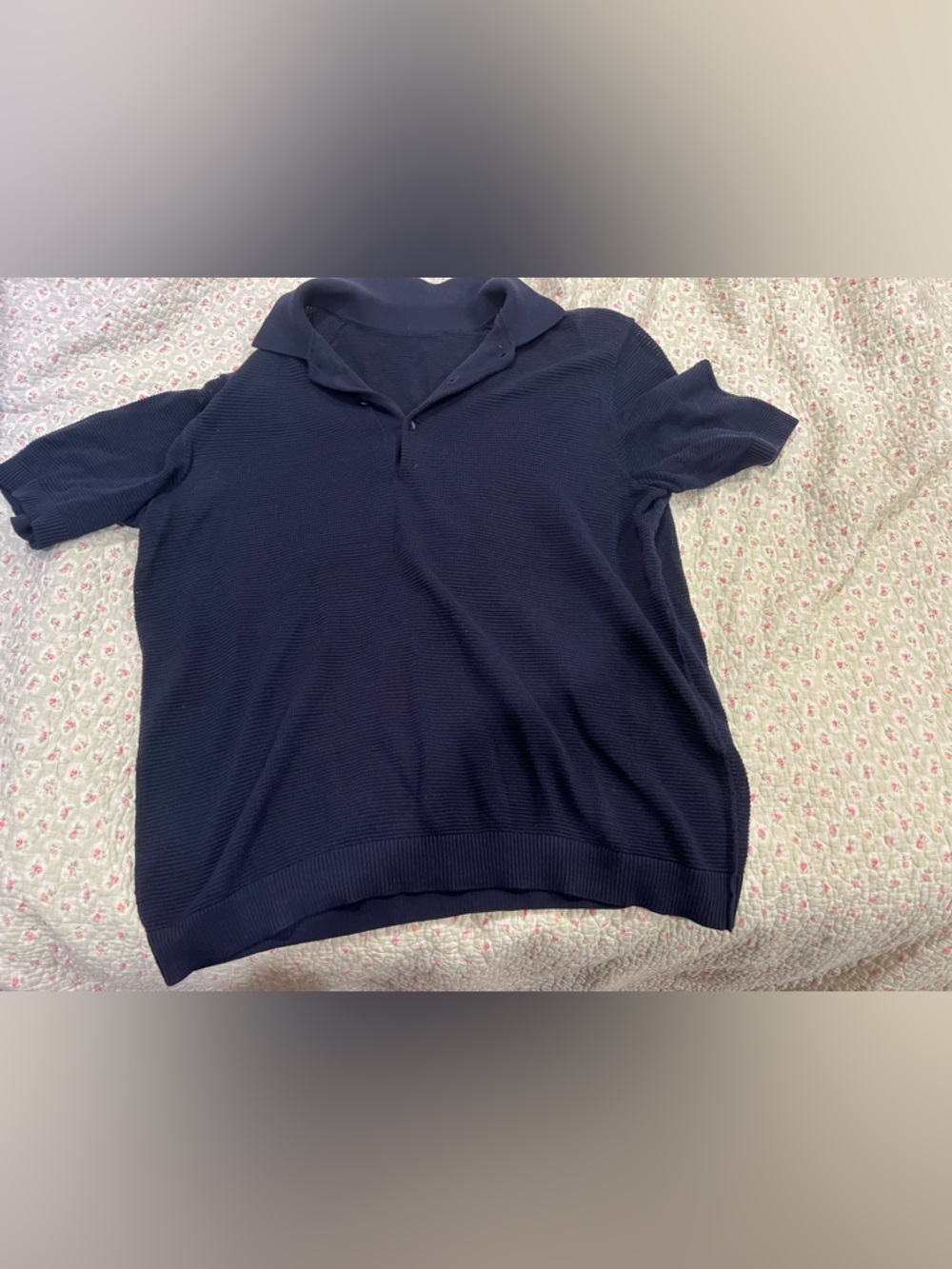 Brooks Brothers Navy Short-Sleeve Polo Top